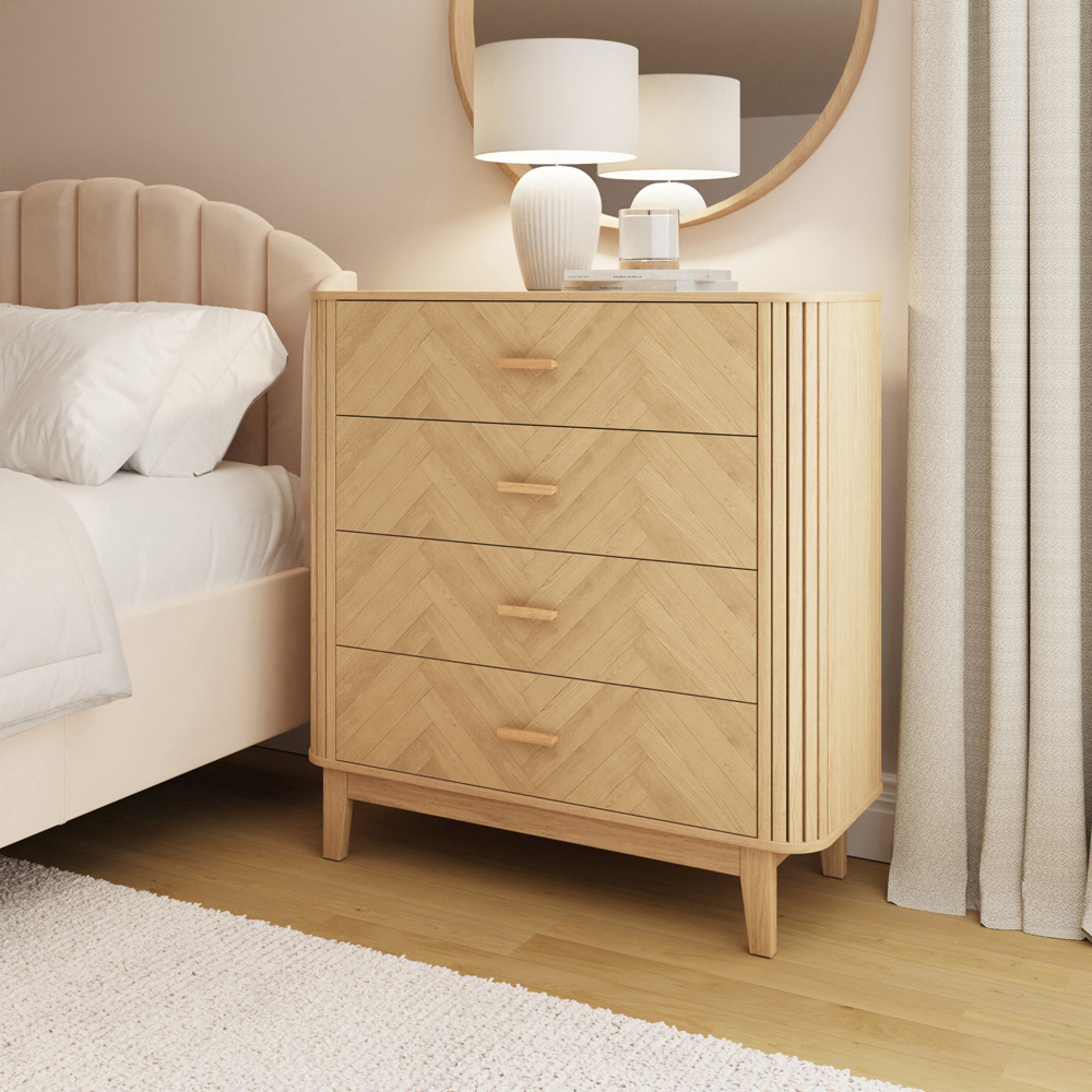 GFW Axel 4 Drawer Oak Chevron Pattern Chest of Drawers Image 7