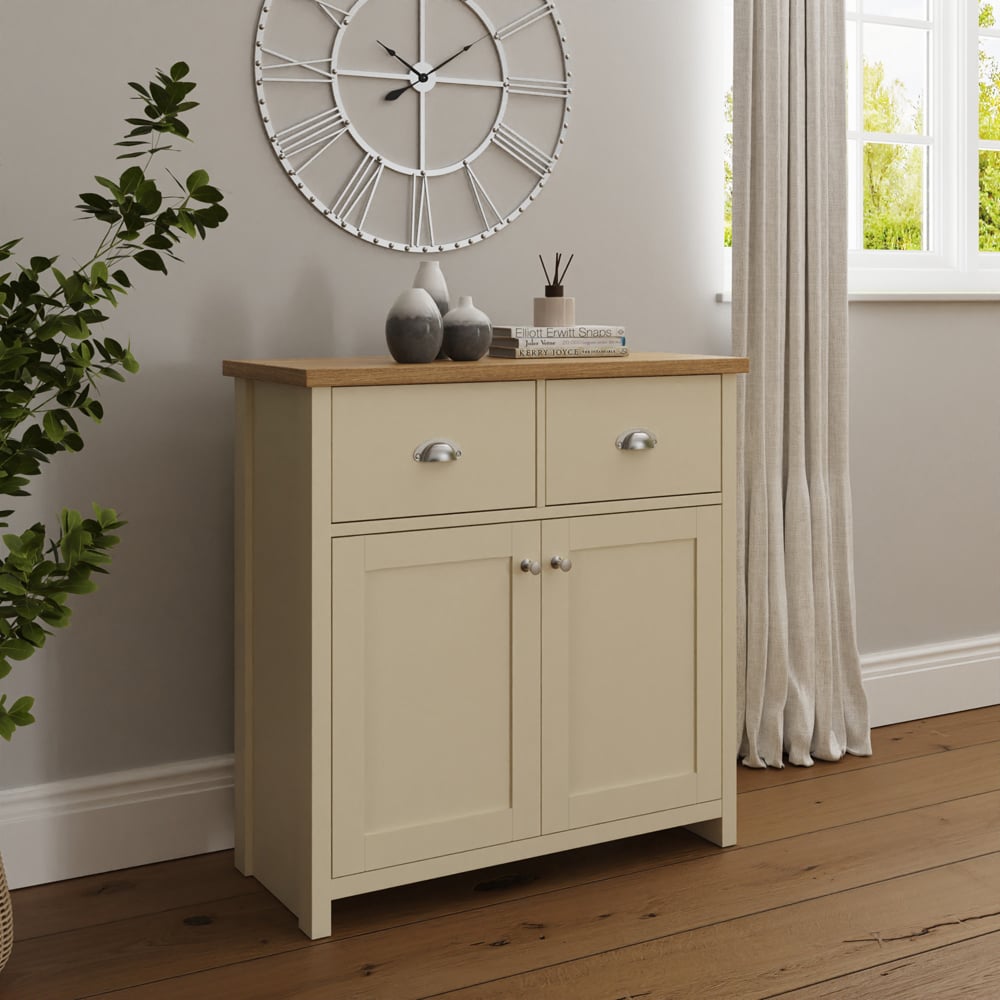 GFW Lancaster 2 Door 2 Drawer Cream Compact Sideboard Image 6