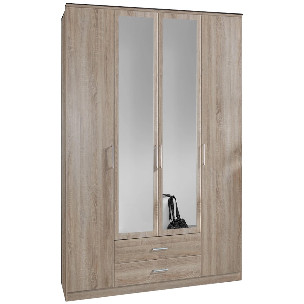 TJ'S Gerven 4 Door 2 Drawer Oak Wardrobe Image 2