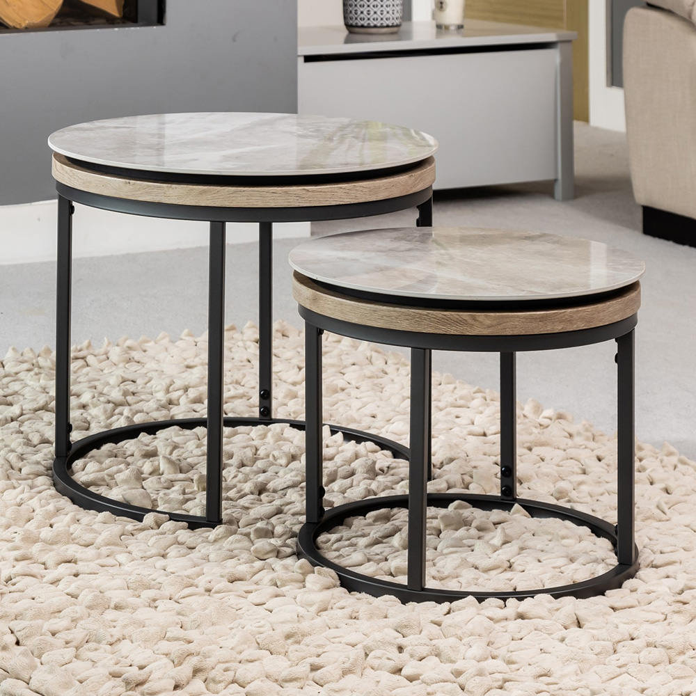 Artemis Home Stonova Grey Round Stone Nest of Table Set of 2 Image 1
