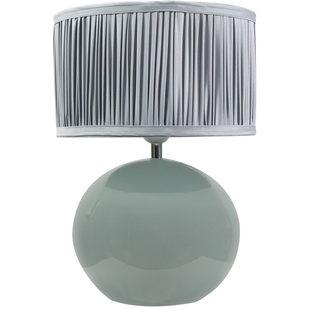 ValueLights Bosco Ruched Pleated Powder Blue Drum Shade Eucalyptus Ceramic LED Table Lamp Image 1