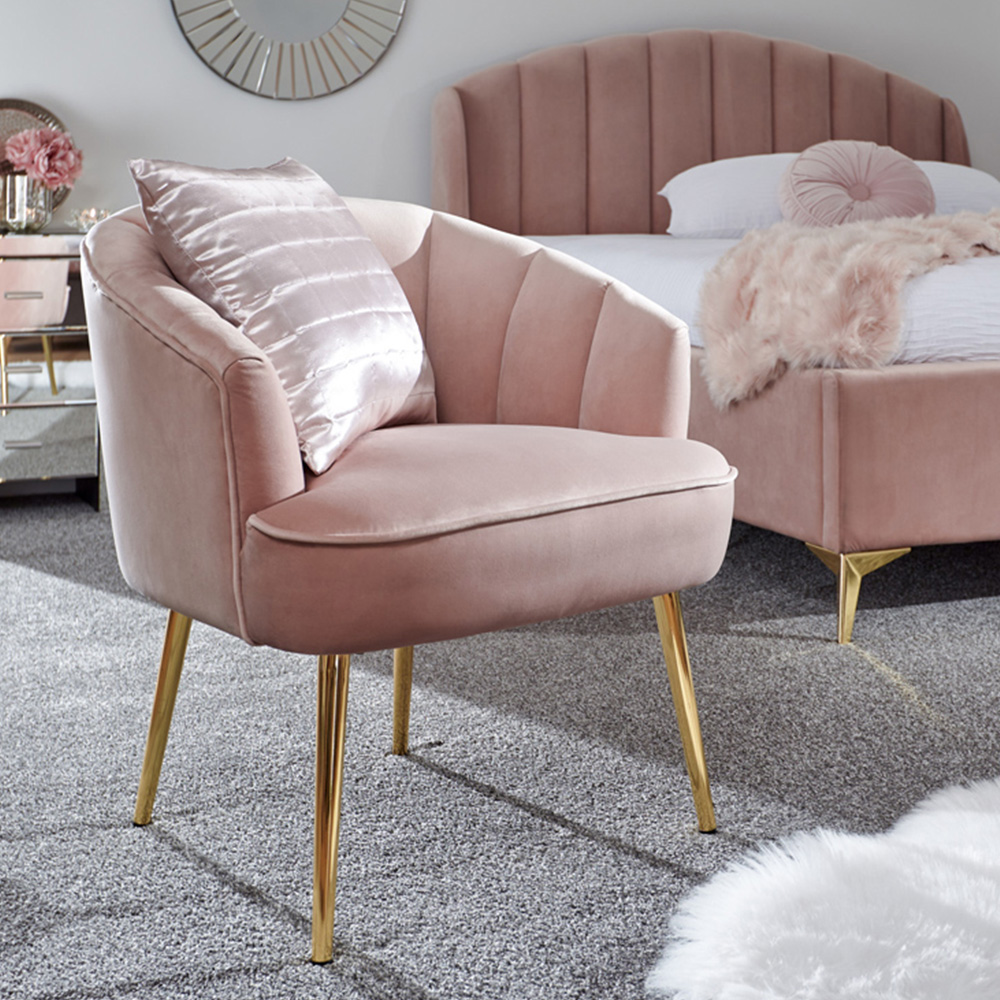 GFW Pettine Blush Pink Plush Fabric Chair Image 7