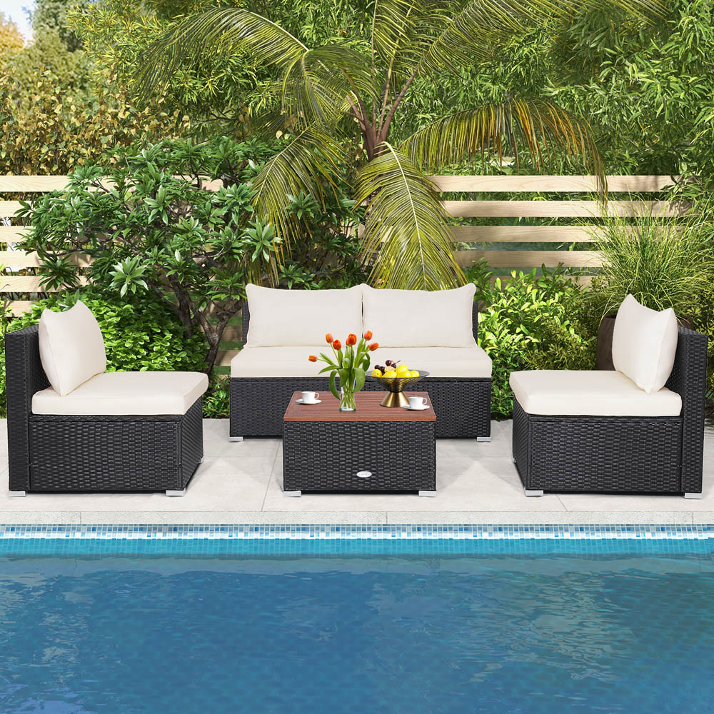 Costway 4 Seater PE Rattan Patio Bistro Set Image 1