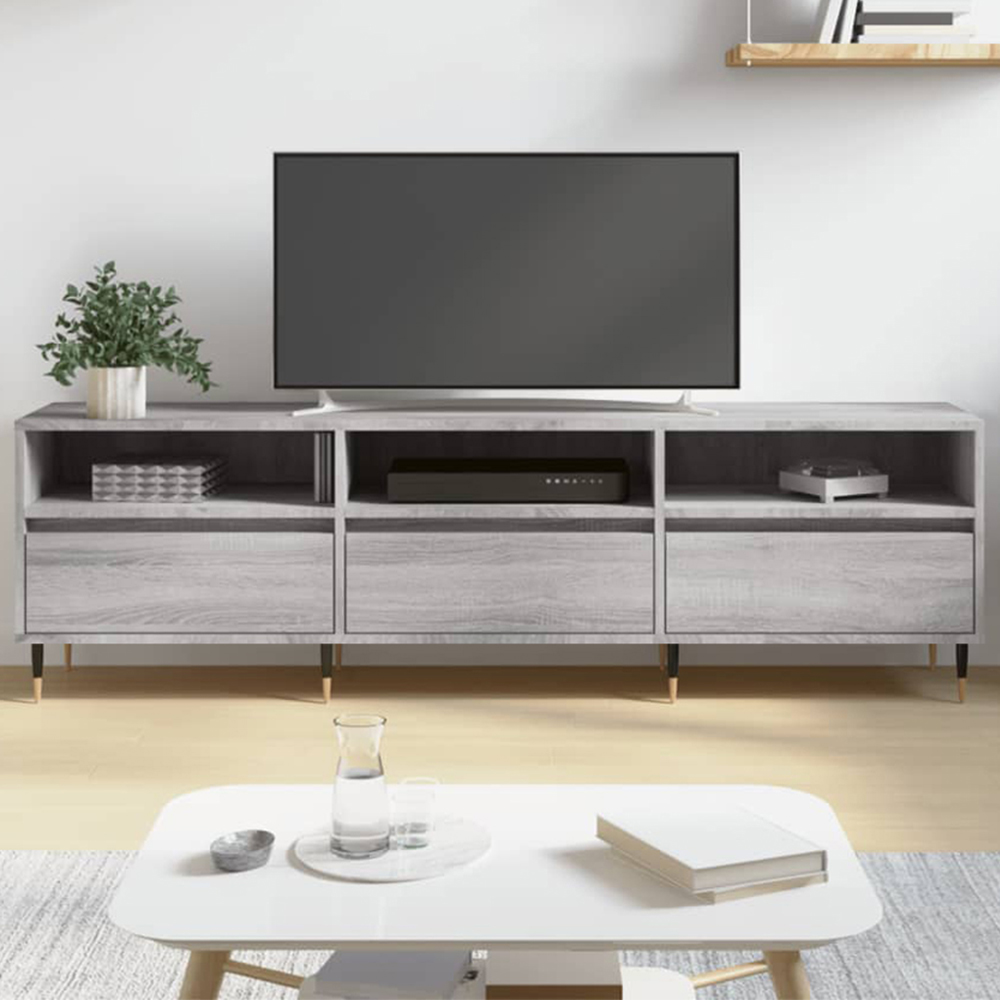 vidaXL 3 Drawer 3 Shelf Grey Sonoma TV Cabinet Image 1