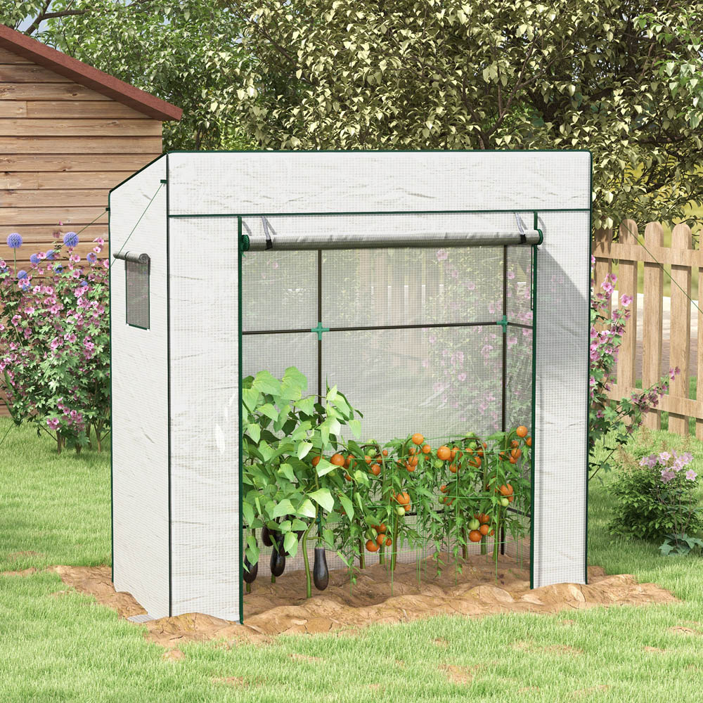 Outsunny White PE 6 x 6ft Walk In Greenhouse Image 2