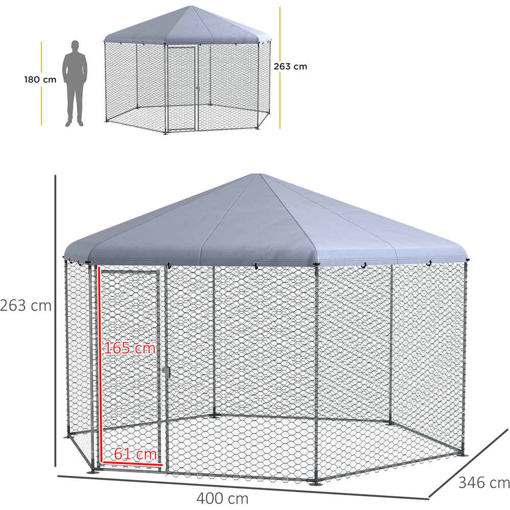 PawHut Walk In Chicken Run with Hexagonal Roof and Cover 2.6 x 4 x 3.5m Image 3