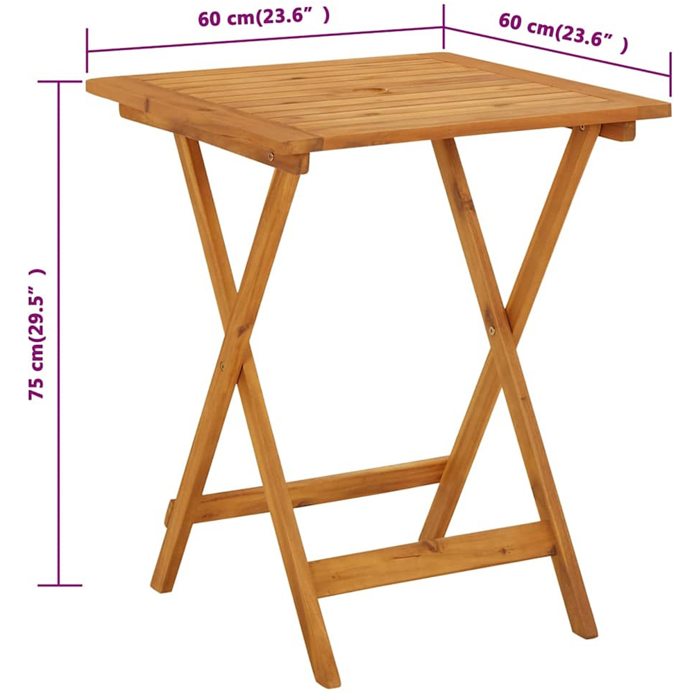 Walplus 2 Seater Natural Solid Acacia Wood Foldable Garden Table Image 9