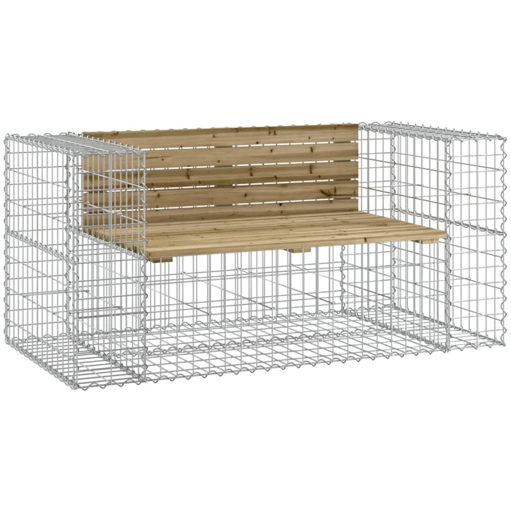 vidaXL Brown Solid Impregnated Pine Wood Gabion Design Garden Bench 143 x 71 x 65.5cm Image 1