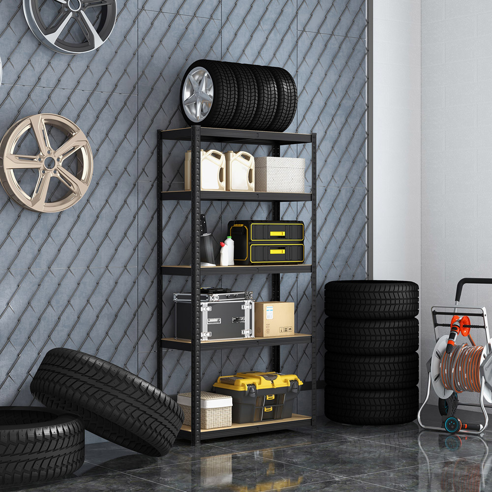 Costway Black 5 Tier Metal Anti Tipping Shelving Unit Image 2