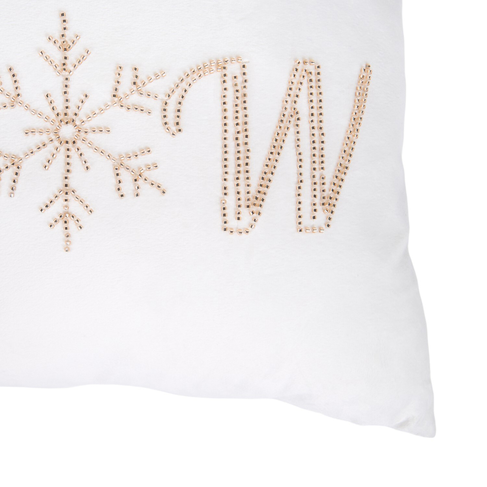 Let It Snow Embellished Cushion - White Image 2