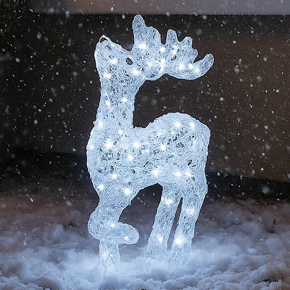Xmas Haus Silver 70 White LED Head Up Deer Christmas Decoration 2ft  Image 1