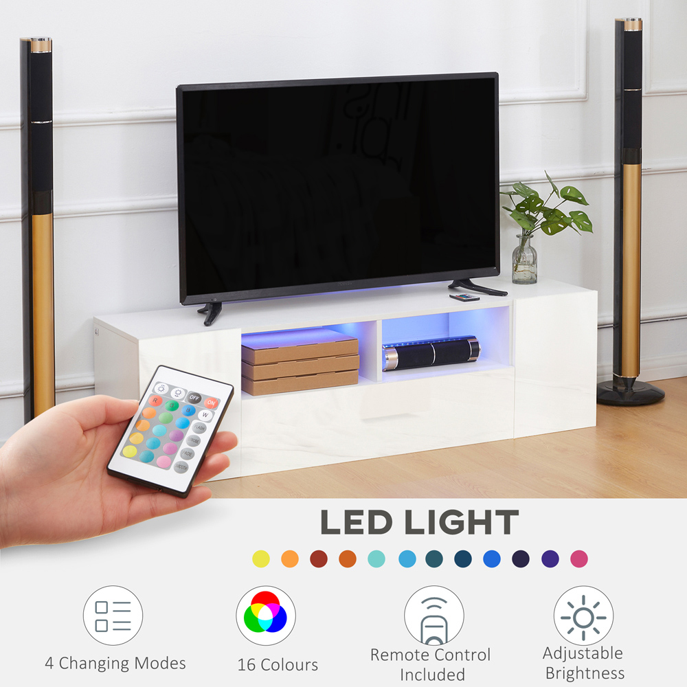 Portland White LED Lights TV Unit Cabinet for 60 Inch TV Image 5