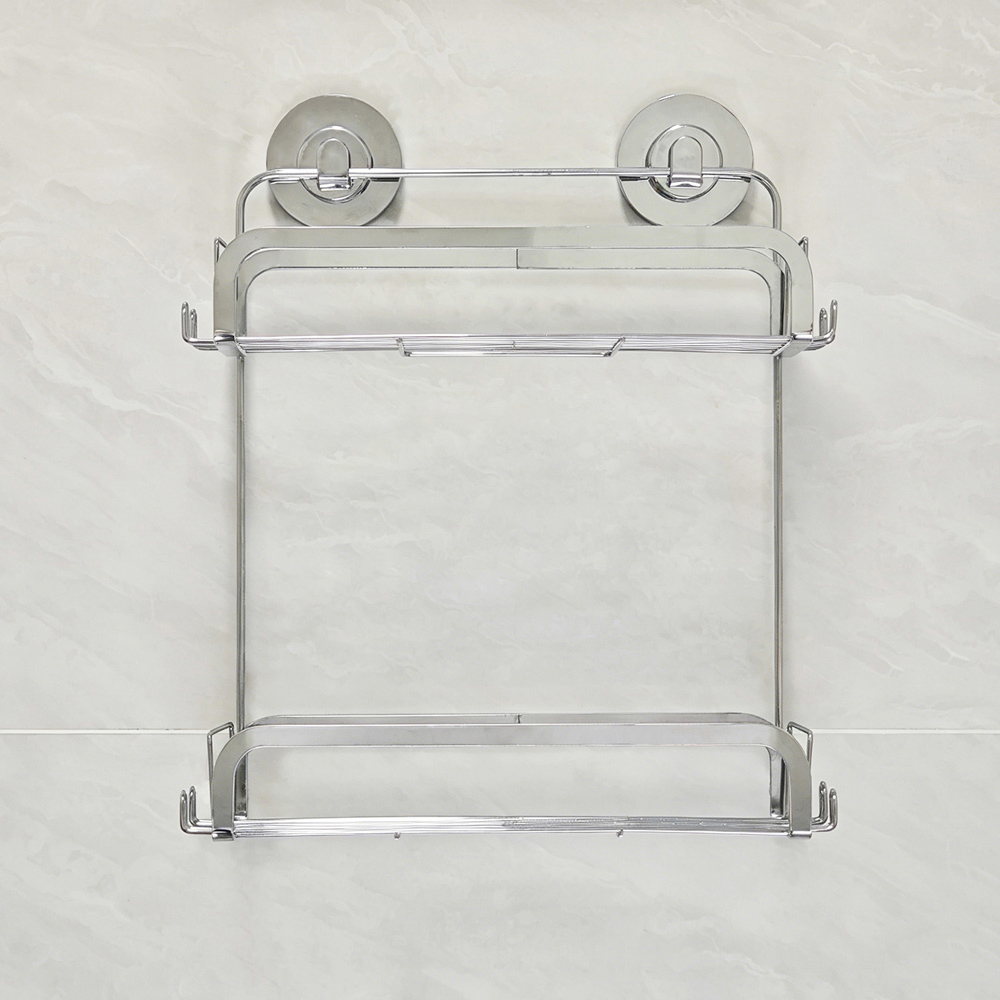 Harrow 2 Tier Bathroom Caddy Silver Image 3
