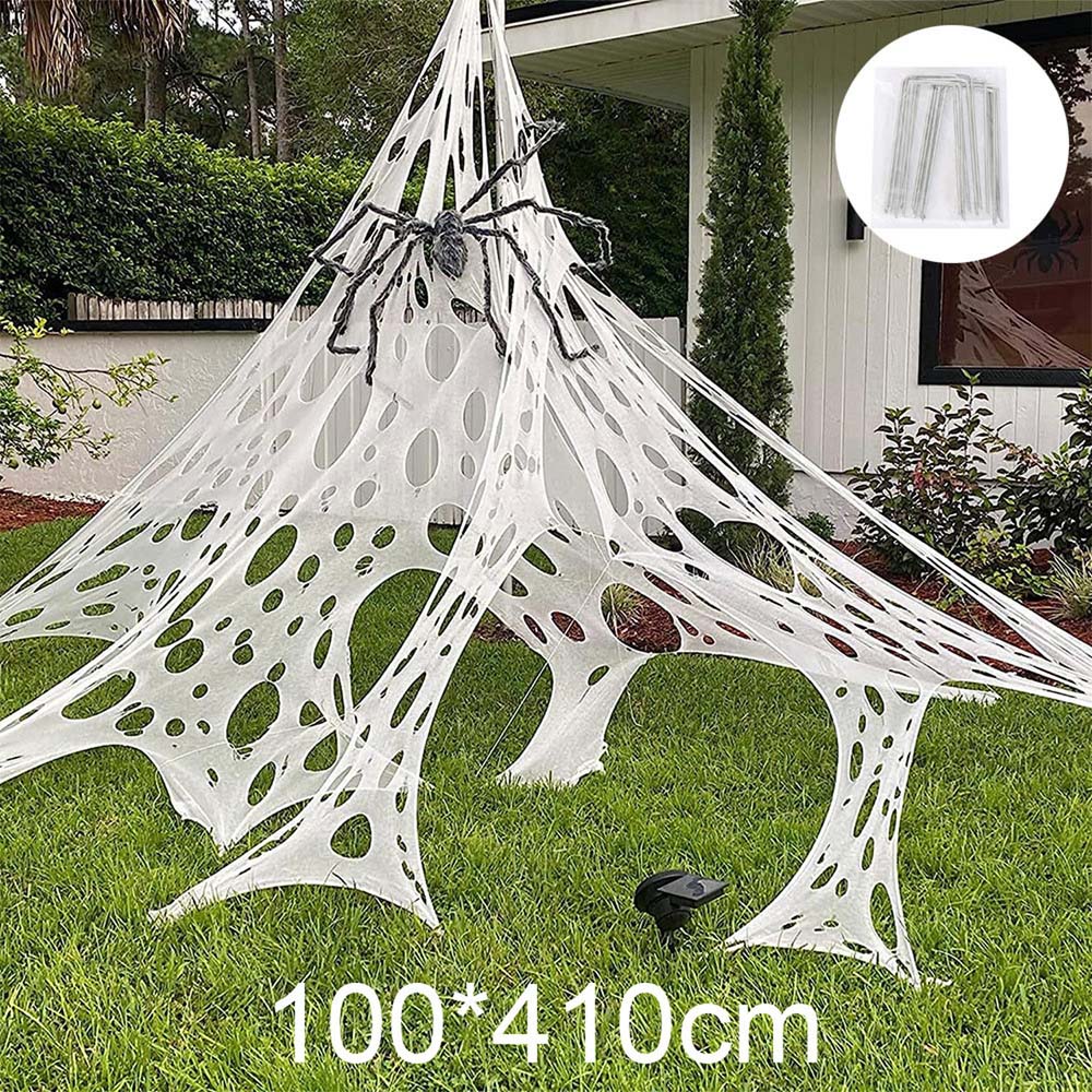 Lovii White Stretchable Spider Web Halloween Decoration 100 x 410cm Image 4