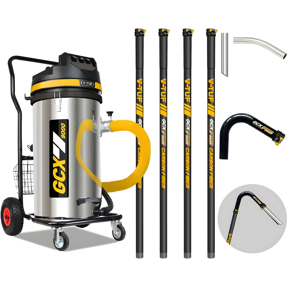 V-TUF GCX9000 XL Rugged Industrial Vacuum Cleaner 3500W with GCX Pro Gutter Cleaning Kit 20ft Image