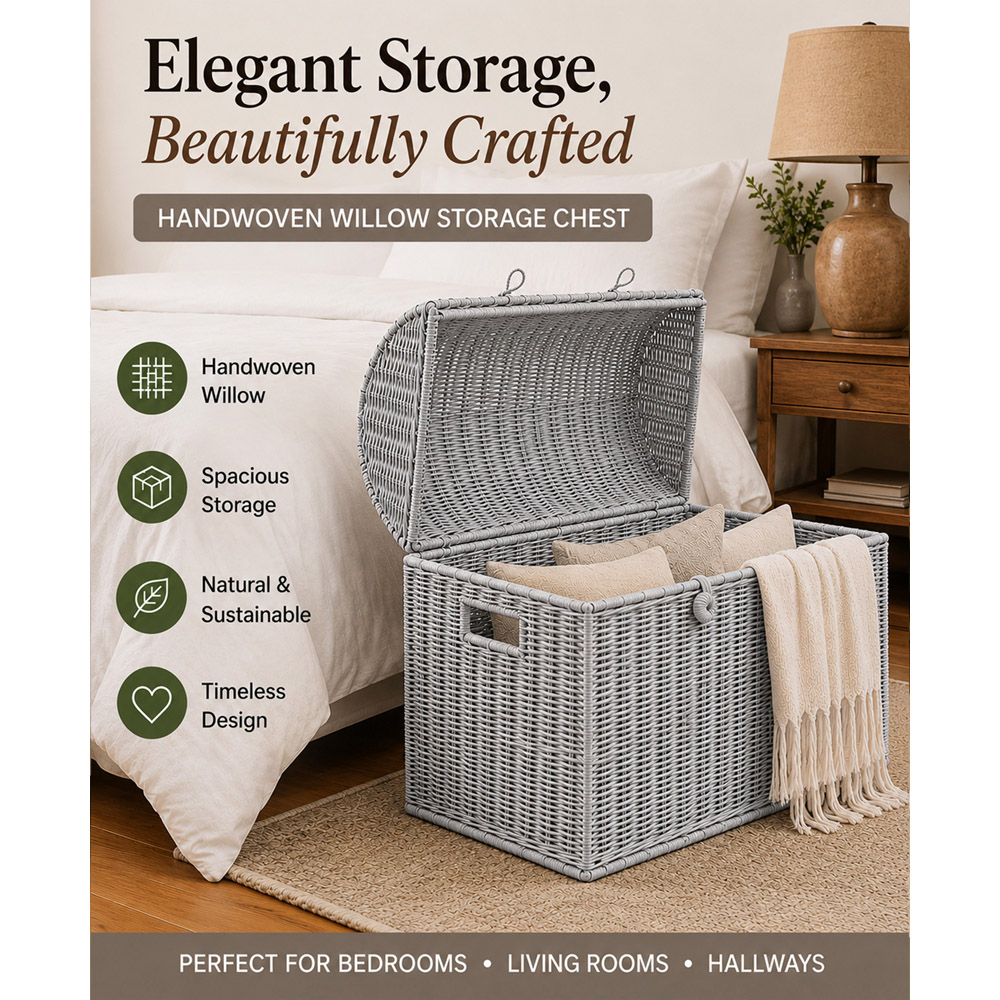 Home Republic Grey Rattan Woven Storage Chest Image 6