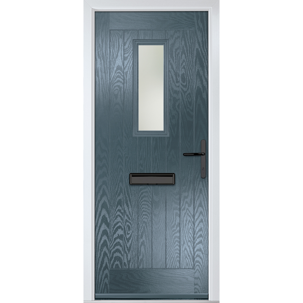 Crystal-Direct Sunningdale Slate Grey GRP Stipolytte Glass Left Hand Open Front Door 2090 x 920mm Image 1
