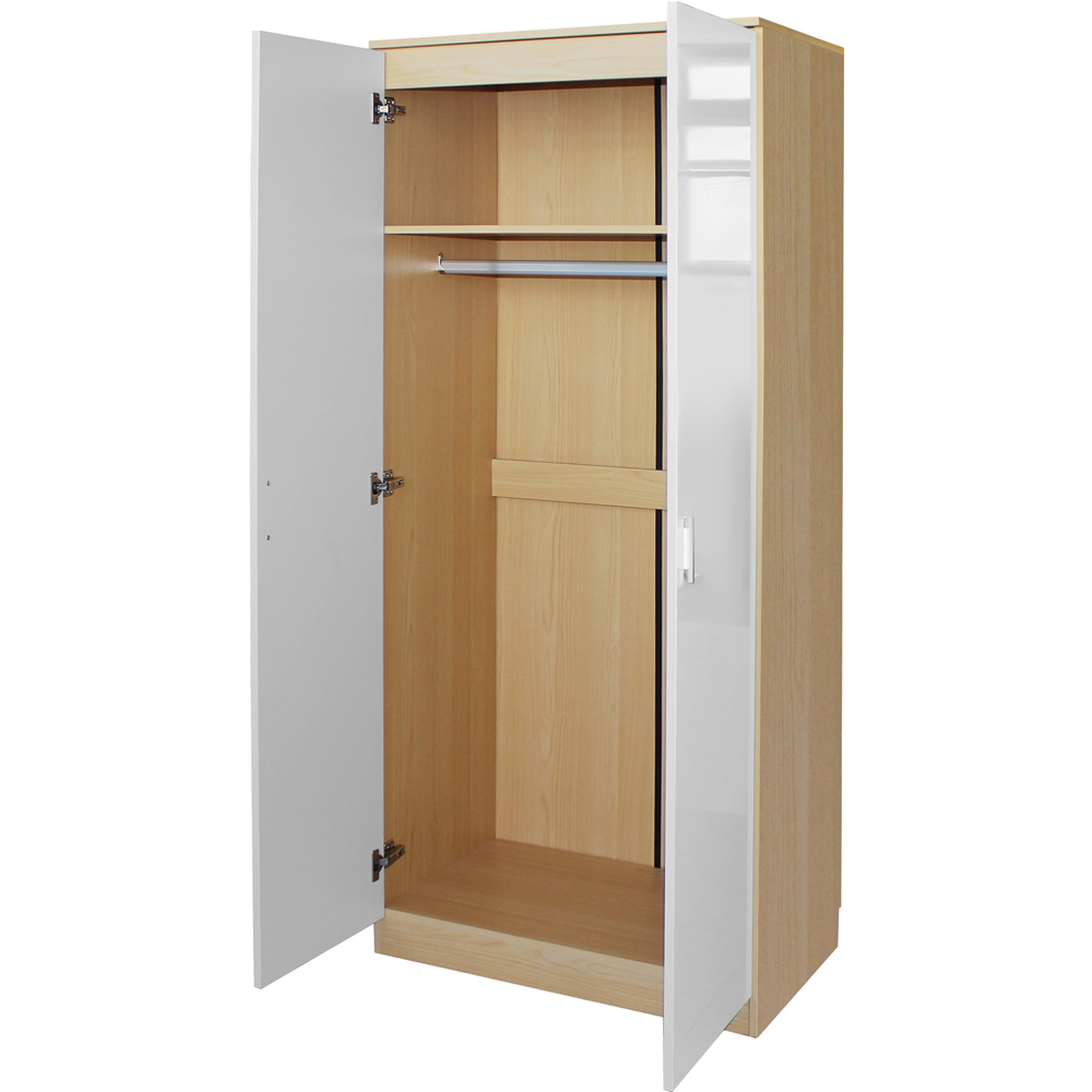 Brooklyn 2 Door White High Gloss Mirror Wardrobe Image 4