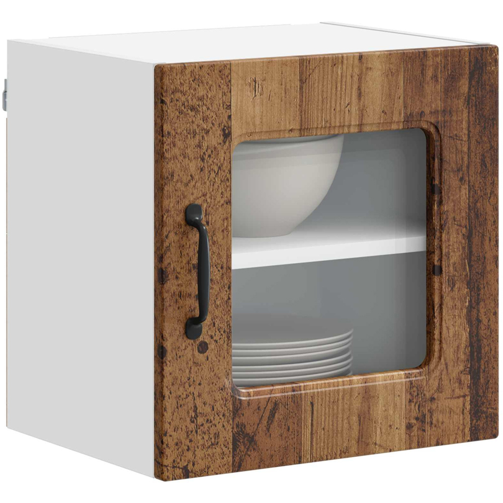vidaXL Kalmar Single Glass Door Old Wood Wall Mounted Kitchen Cabinet Set of 2 Image 3