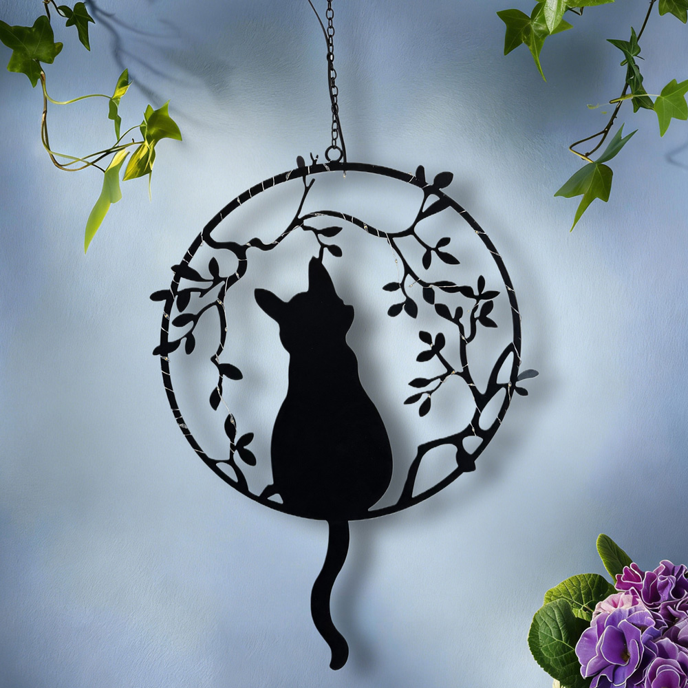Avilo Hanging Cat Solar Garden Ornament Image 5