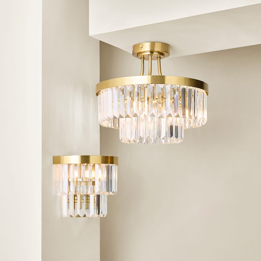 ValueLights Pemberley 2-Tier Gold Acrylic Jewel Wall Light with Bulb Image 6