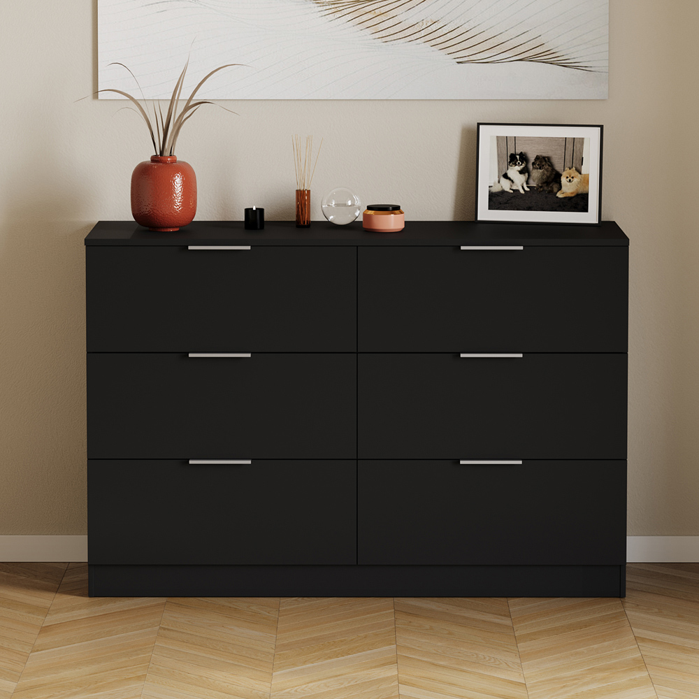 VIDA DESIGNS Trega 6 Drawer Black Chest of Drawers Image 3