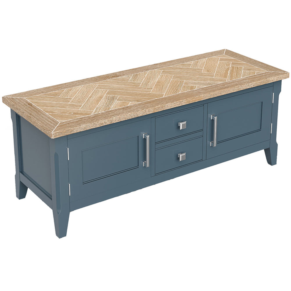 Baumhaus Signature 2 Door 2 Drawer Blue Widescreen Television Stand Image 2