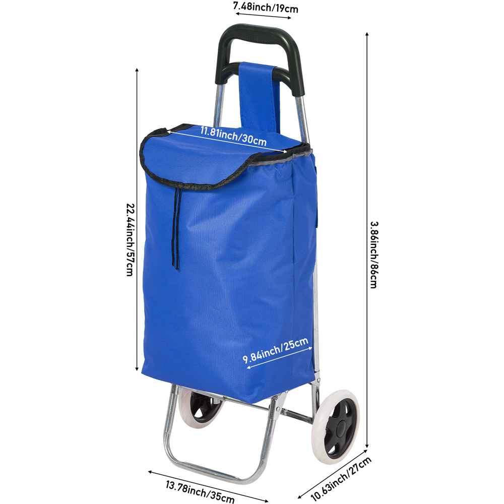 Living and Home Blue Foldable Shopping Cart with 2 Wheels Image 8