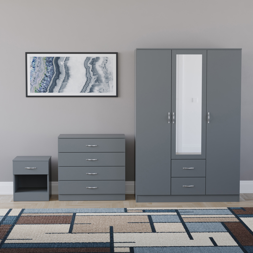 VIDA DESIGNS Riano Grey 3 Piece Bedroom Furniture Set Image 2