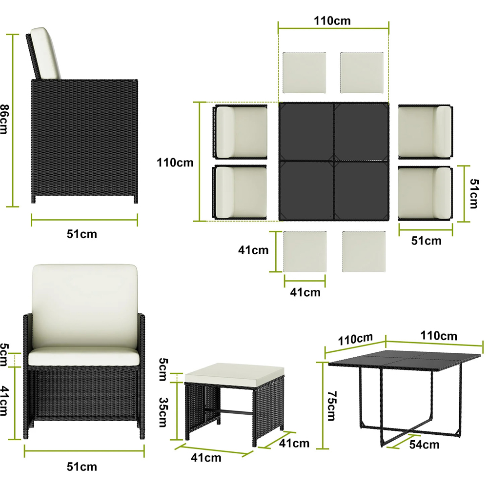 Rattrix 8 Seater Black Rattan Garden Dining Furniture Set Image 7