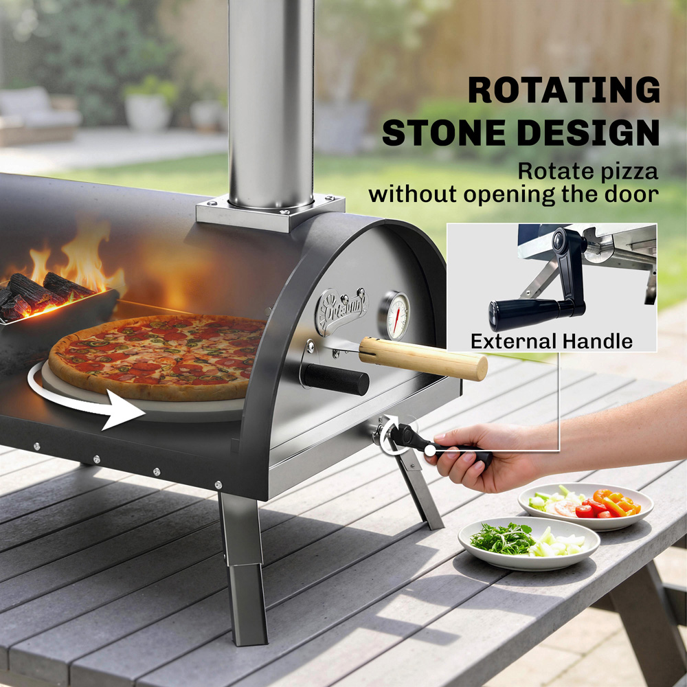 Outsunny Rotating Stone Portable 12 inch Outdoor Pizza Oven Image 5