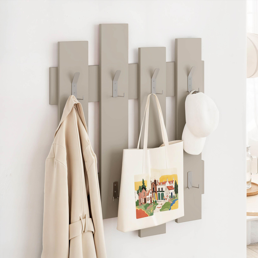 Decortie Wave Sandstone Wall Mounted Hanger with 8 Hook Image 2