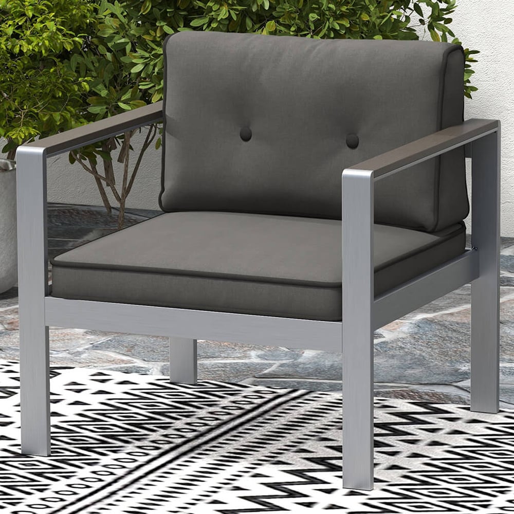 Costway Grey Patio Aluminium Outdoor Sofa Armchair Image 1