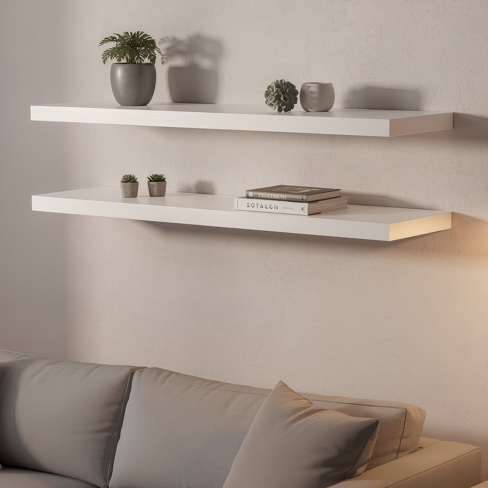 Harbour Housewares 100cm 6 Pack White Floating Shelf Image 3