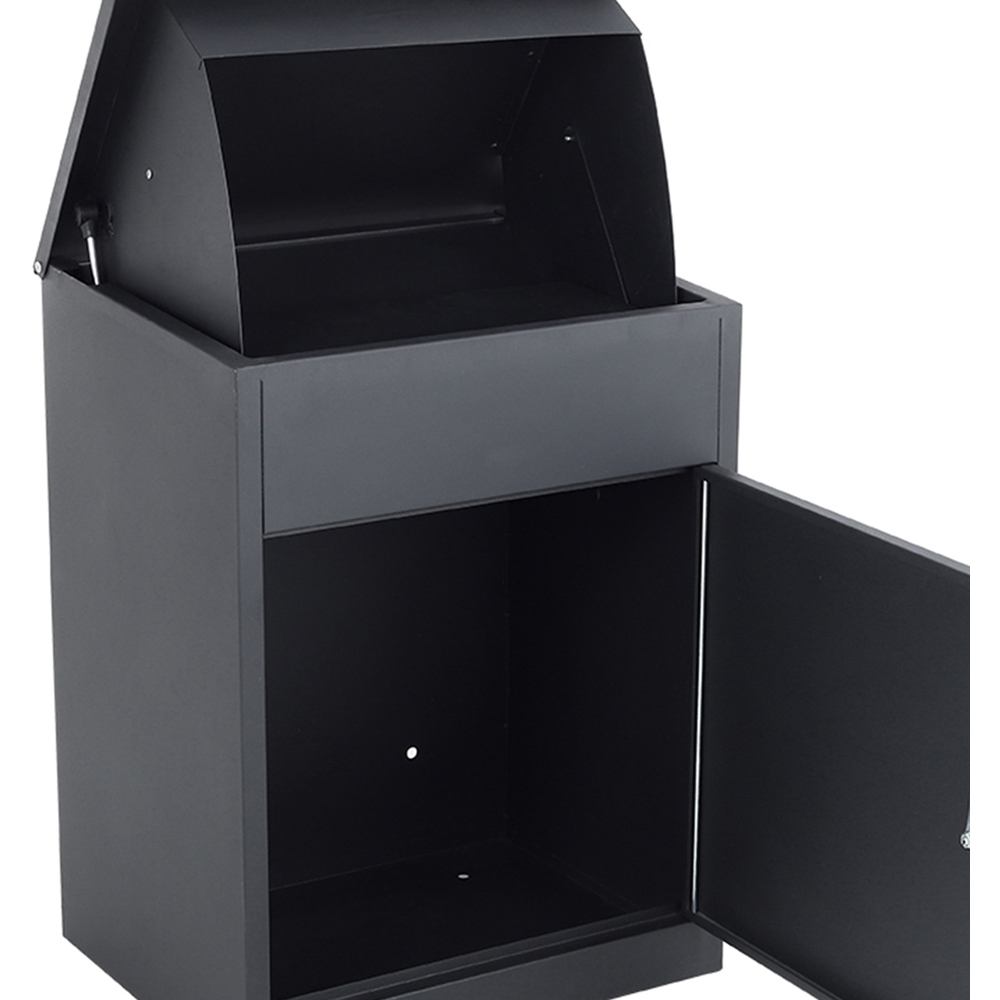 Living and Home Black Galvanised Steel Lockable Wall Mounted Parcel Drop Box Image 4