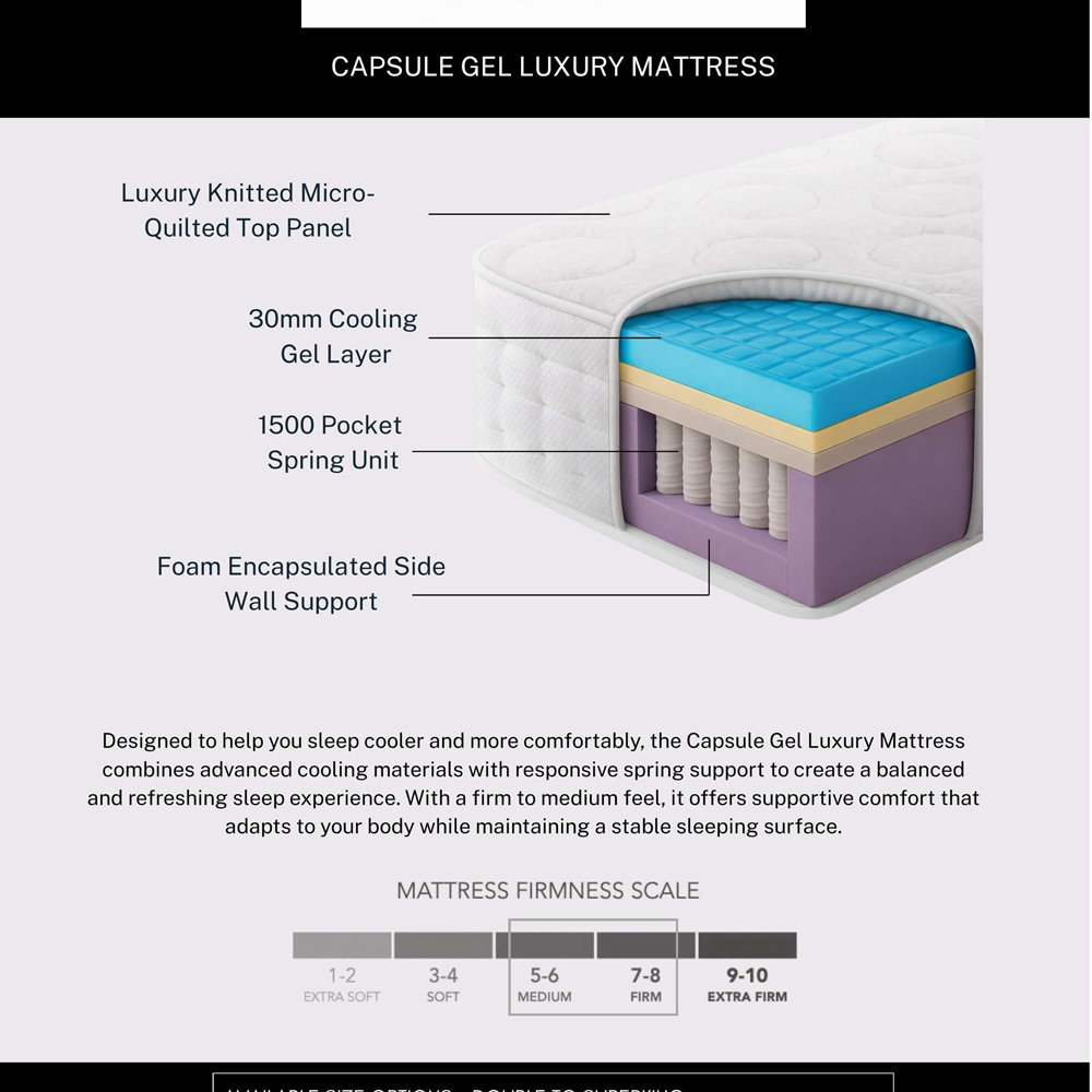 Julian Bowen Capsule Gel Luxury Double White 1500 Pocket Sprung Mattress with Cooling Gel Image 6