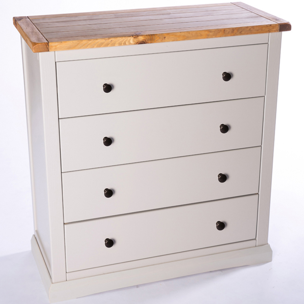 Loreo 4 Drawer Light Grey Chest of Drawers with Brass Knobs Image 4