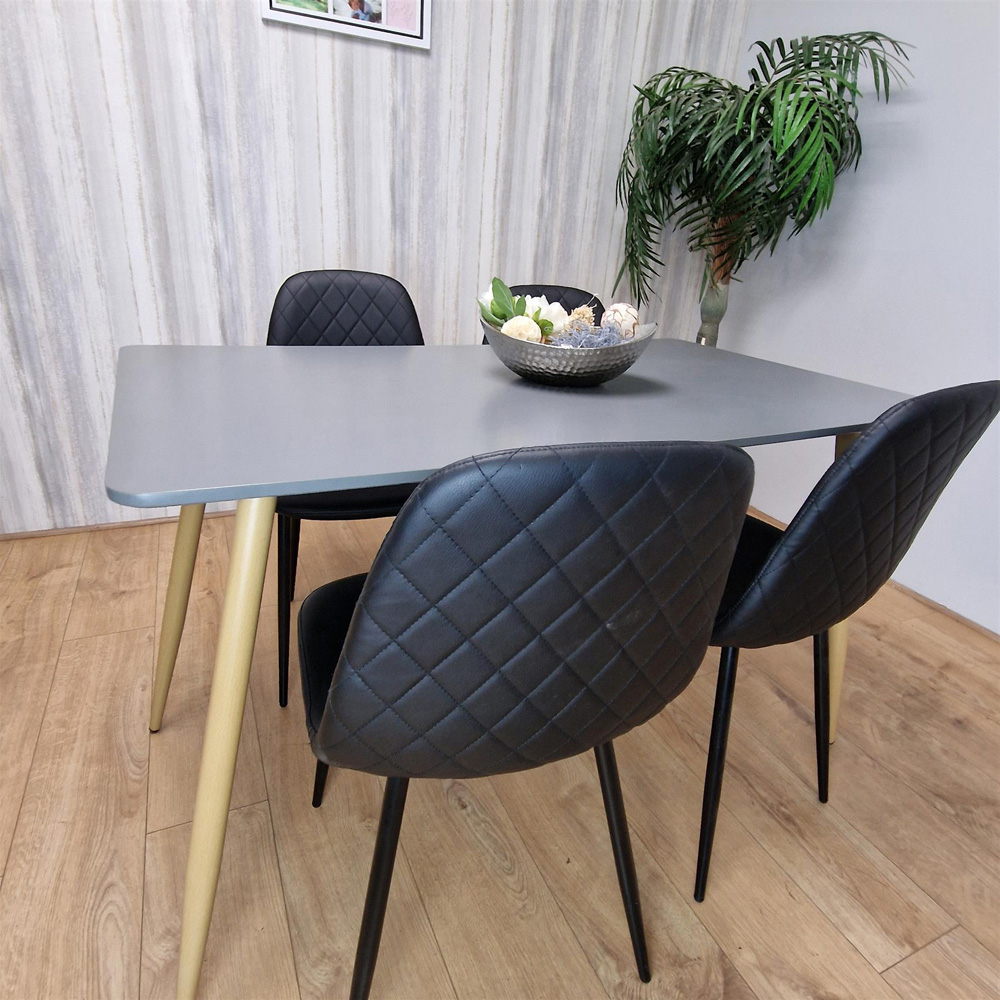 Portland 4 Seater Faux leather Dining Set Grey and Black Image 4