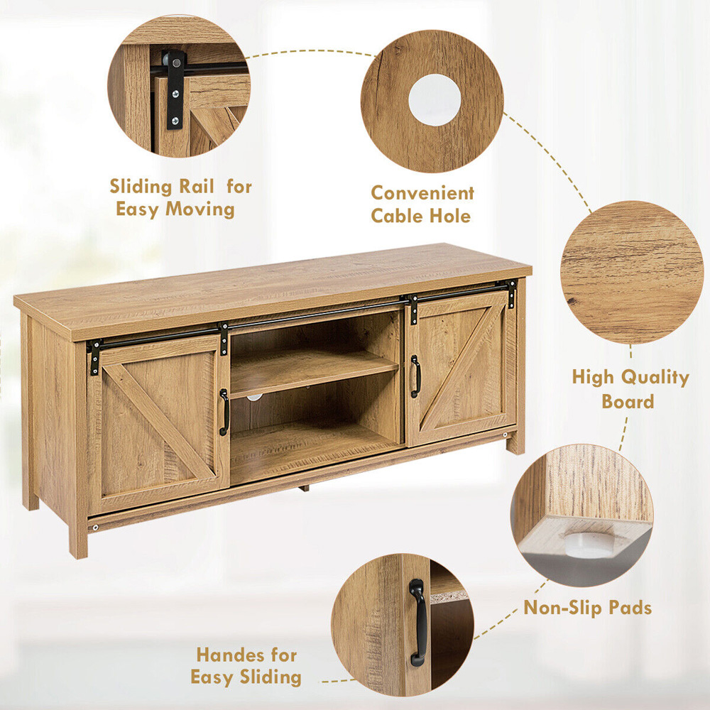 Costway 2 Door 2 Shelf Orange TV Unit Image 6
