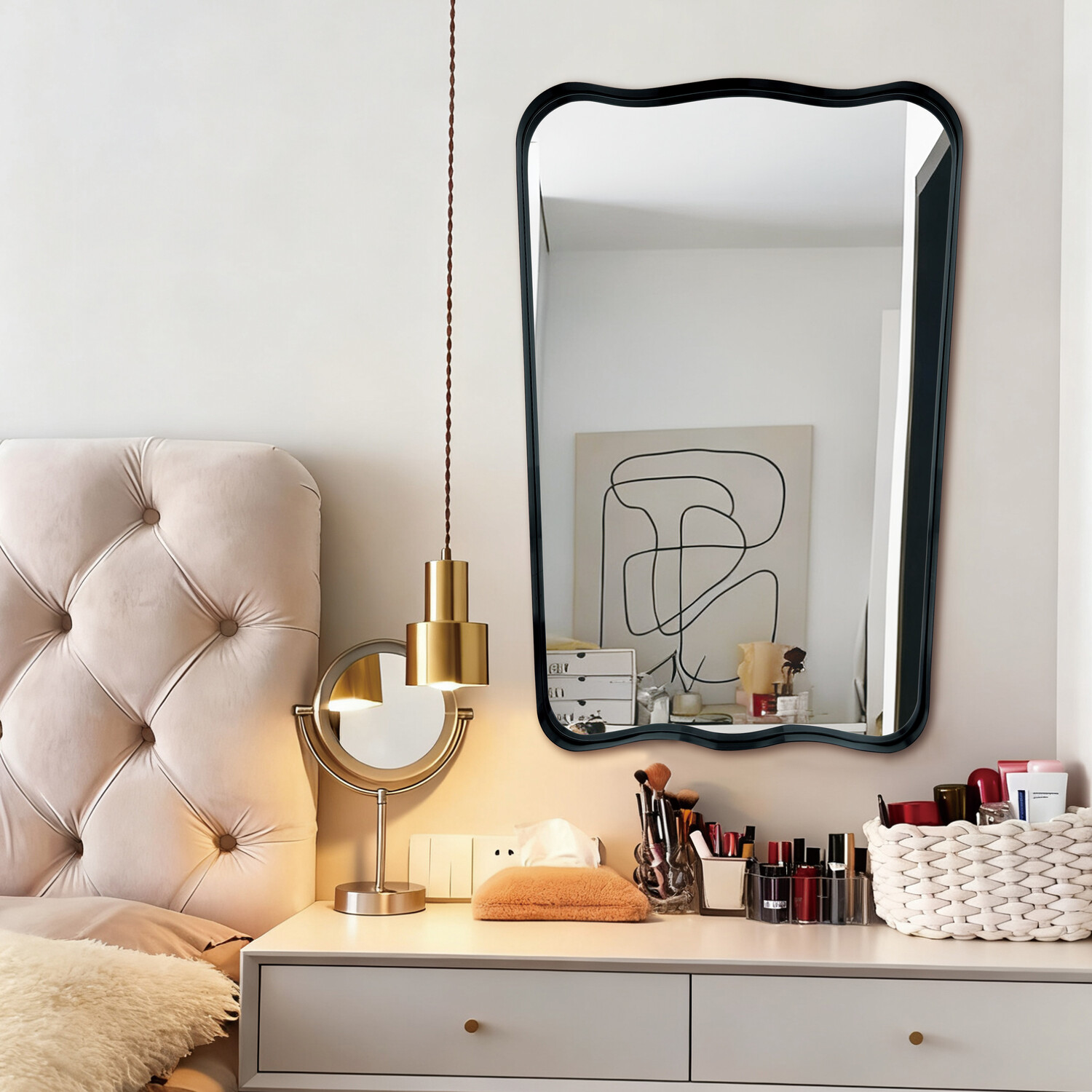 Organic Deep Framed Mirror Black Image 6