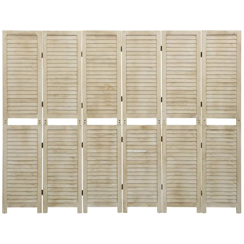 vidaXL Solid Paulownia Wood 6 Panel Room Divider 210 x 165cm Image 2
