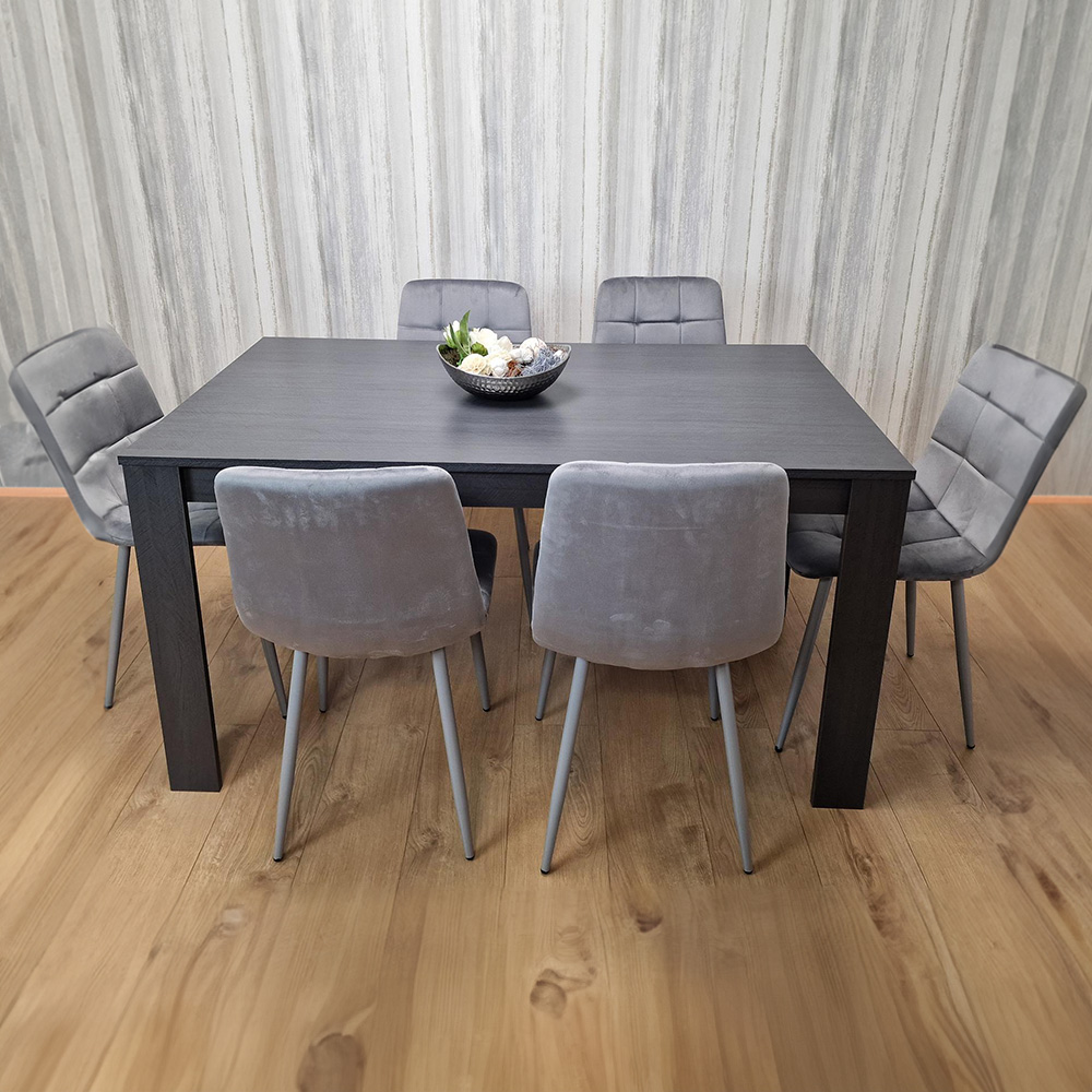 Portland 6 Seater Dining Set Dark Grey and Grey Image 1