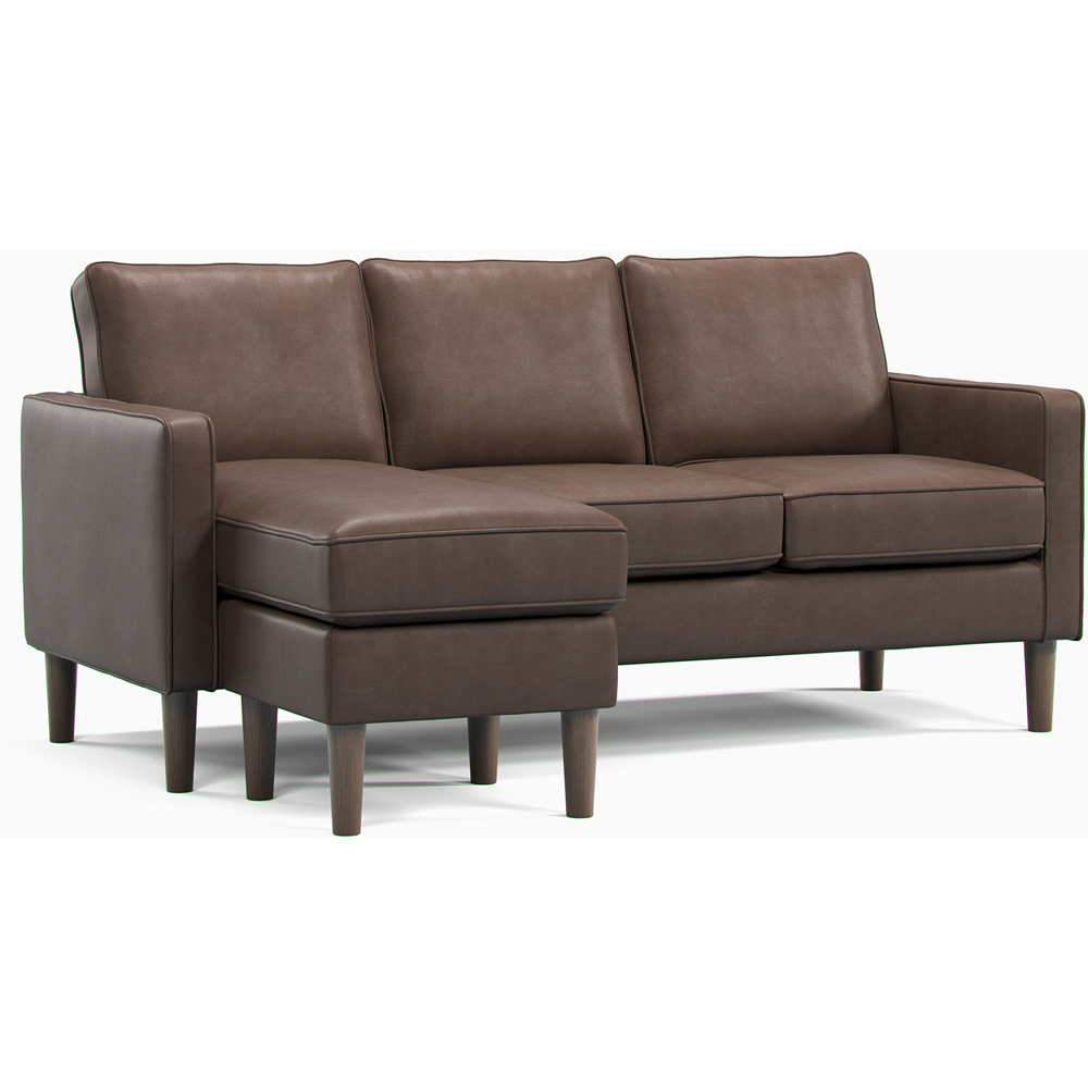Bexhill 3 Seater Brown Faux Leather Reversible L Shaped Corner Sofa Image 2