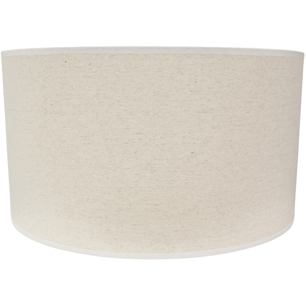 ValueLights Eva Natural Linen Large Drum Lamp Shade with White Trim Image 1