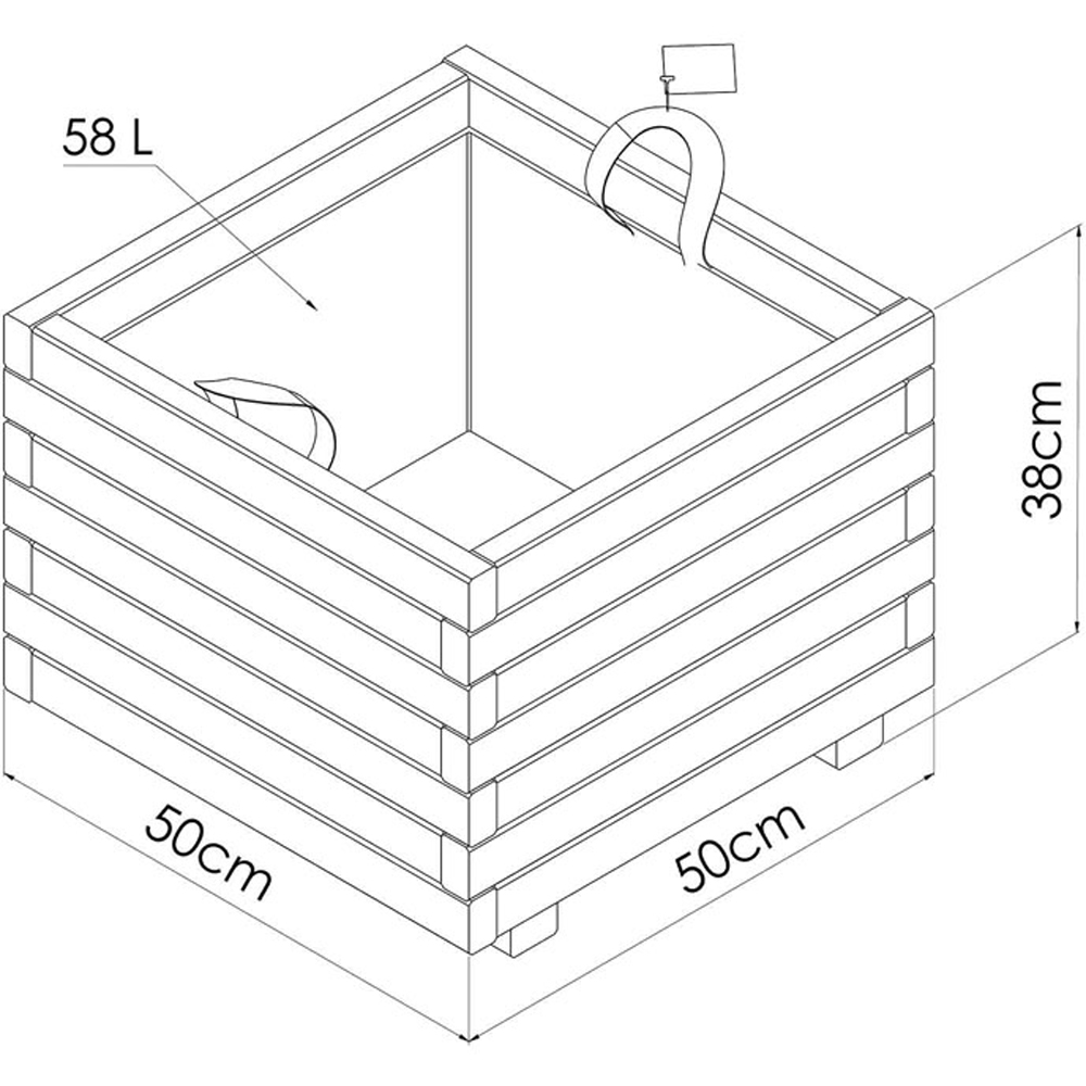 Cerland Baroque Wooden Square Planter 50cm Image 5