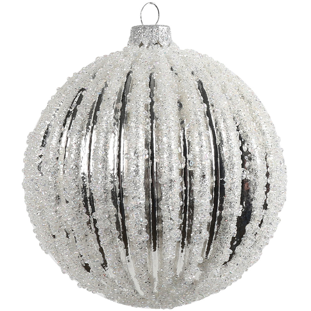 Silver Snowy Crystal Bauble Image
