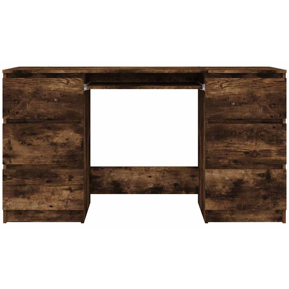 vidaXL 6 Drawer Writing Desk with Keyboard Tray Smoked Oak Image 6