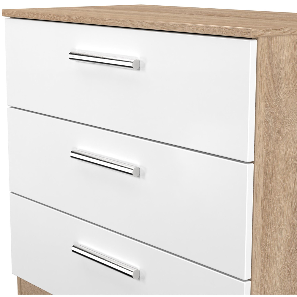 Crowndale Contrast 3 Drawer White Matt and Bardolino Oak Chest of Drawers Ready Assembled Image 5