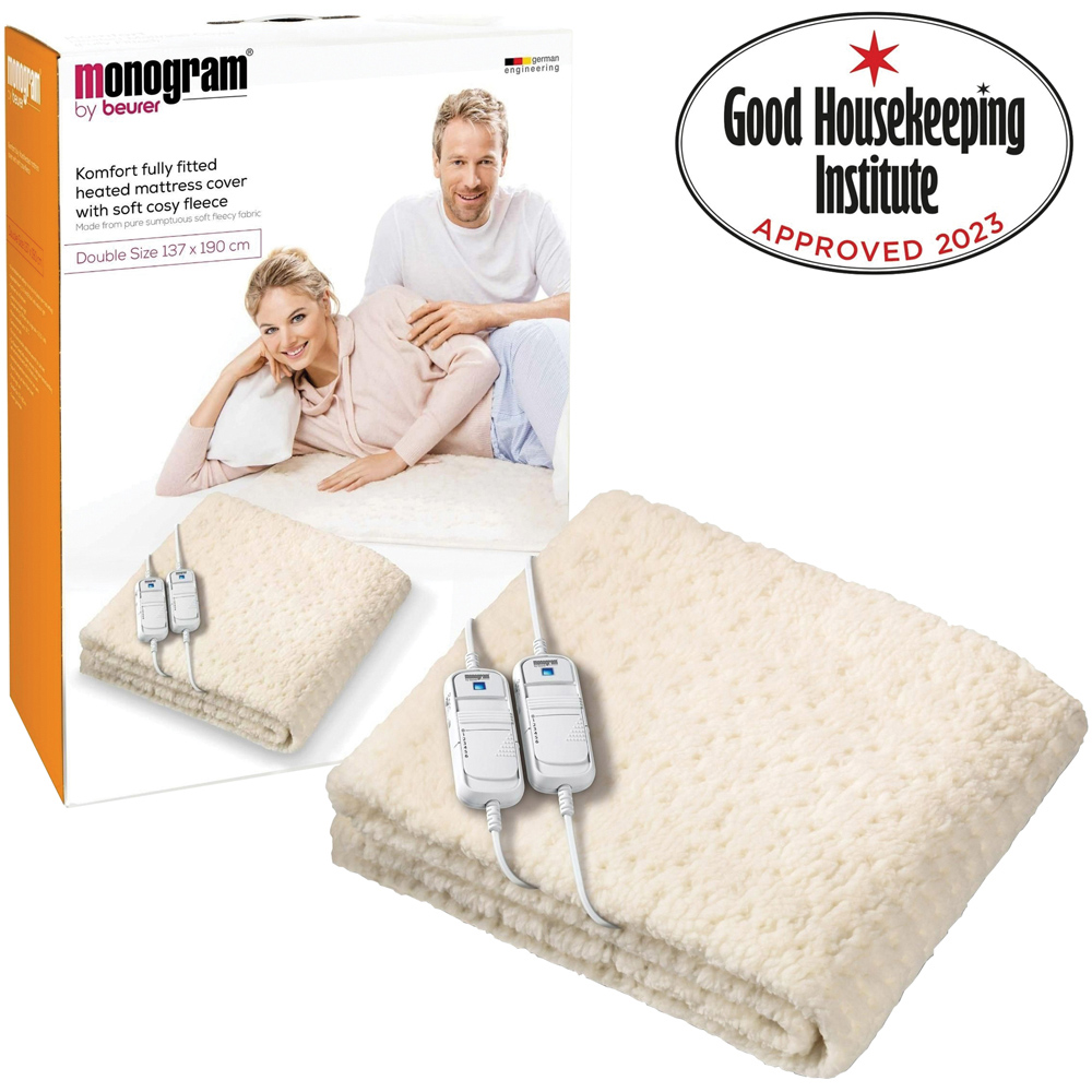 Beurer Monogram Komfort Double Cream Fleece Fitted Heated Mattress Cover with Dual Controller Image 4