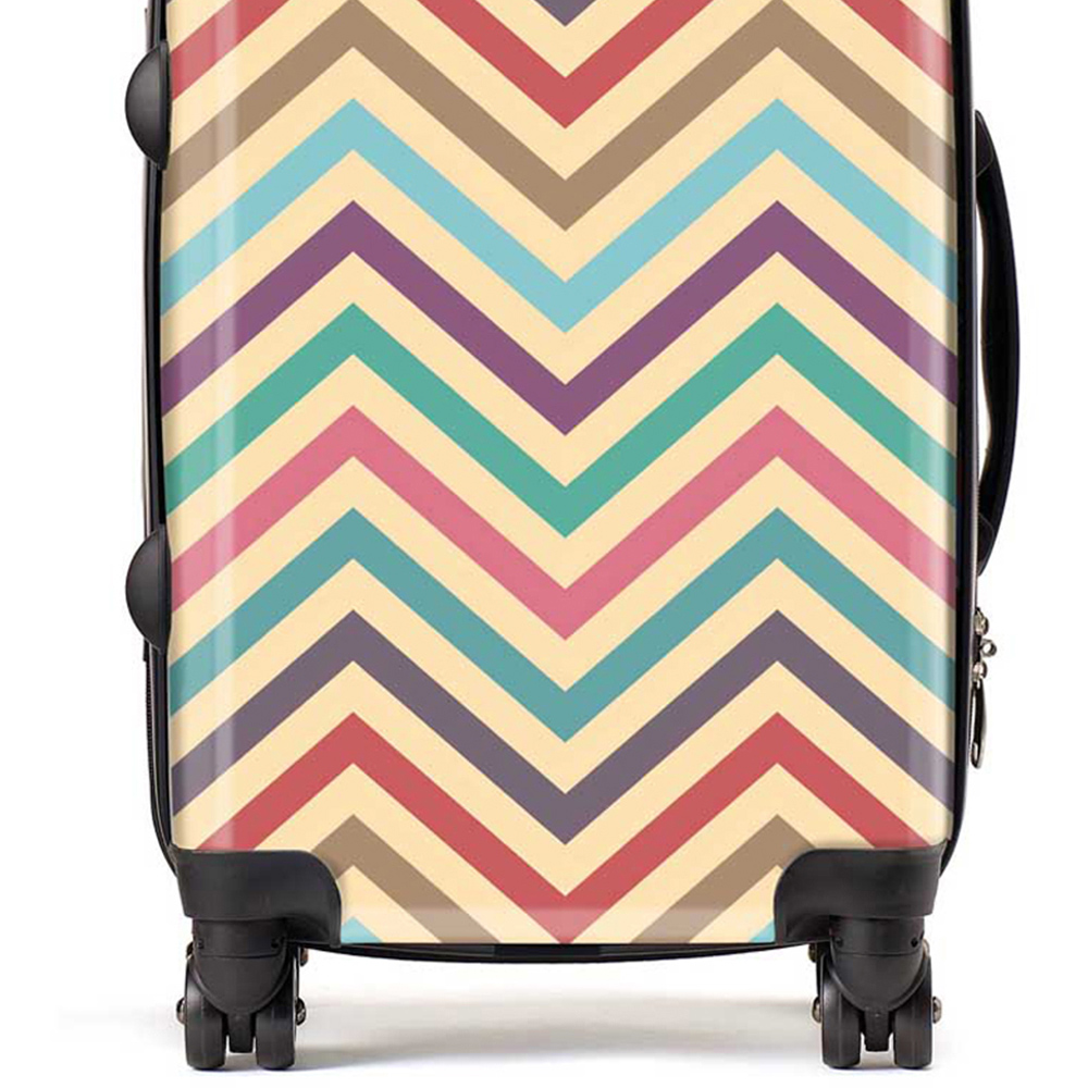 Warren Reed Designer Cabin Geometric Vintage Coloured Chevron Pattern Suitcase Image 2